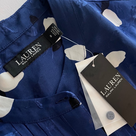 Lauren Ralph Lauren Floral Jacquard Midi Dress Blue/White Size 8 NWT #eventstyle - Picture 3 of 7